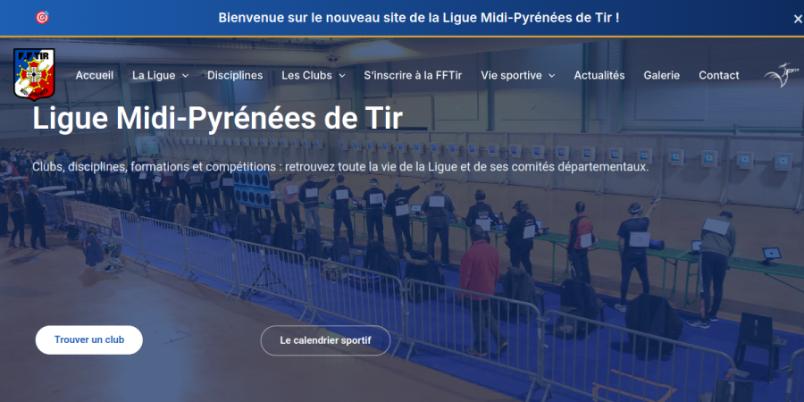 Site de la Ligue Midi-Pyrénées de Tir affiché sur un écran