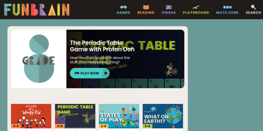 Screenshot of Funbrain Grade 8