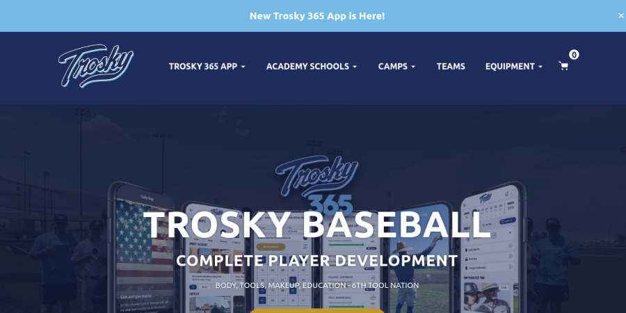 Trosky Baseball homepage preview