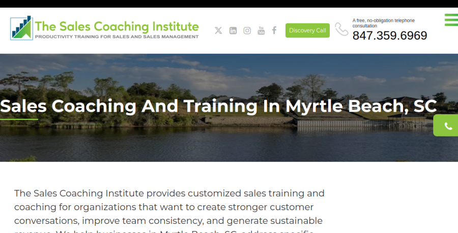 Screenshot of The Sales Coaching Institute website