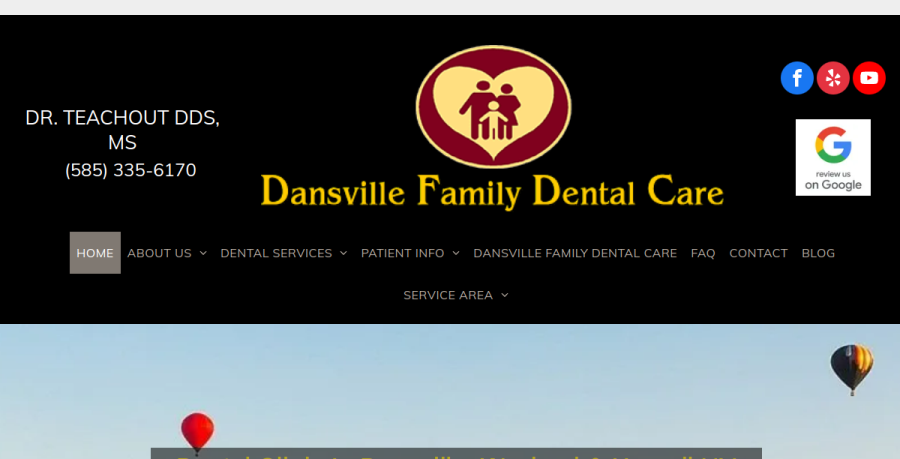 Screenshot of Dansville Family Dental Care website