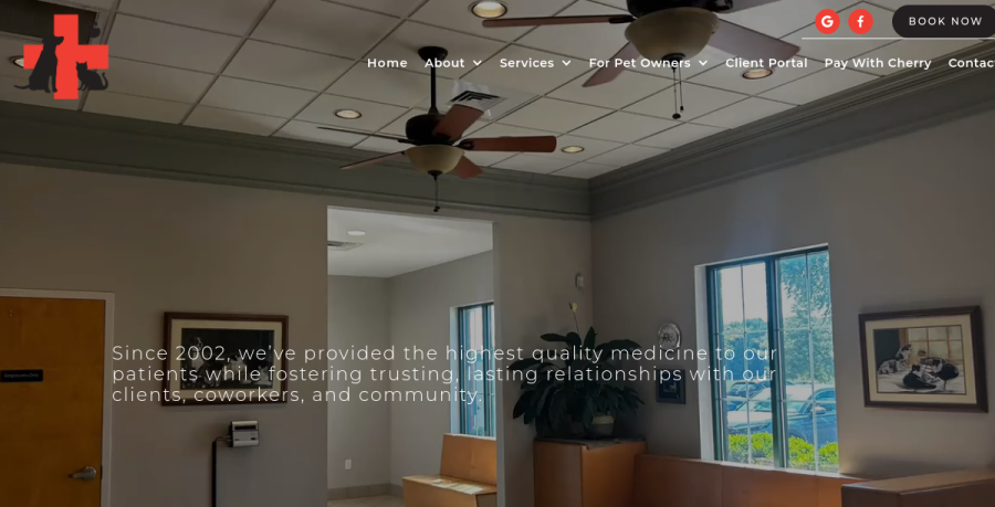 Screenshot of Animal Health Care Center website