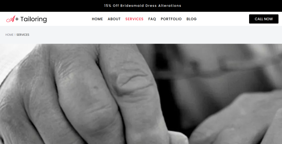Screenshot of A Plus Tailoring website