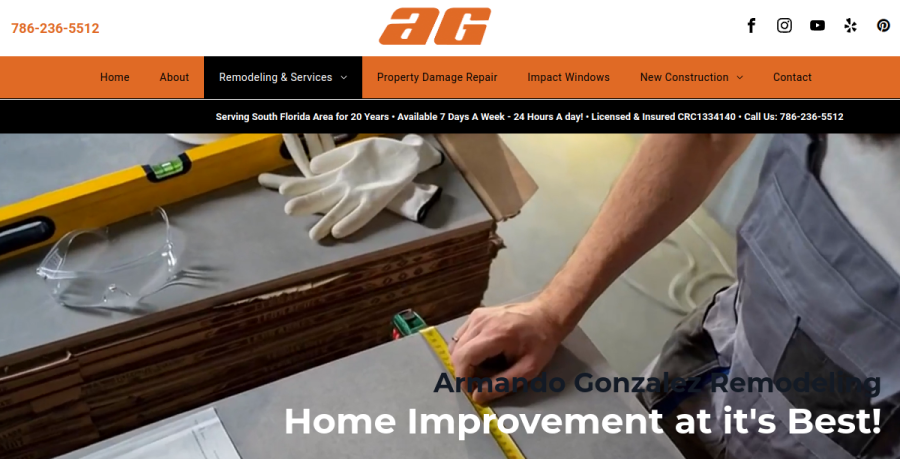 Screenshot of Armando Gonzalez Remodeling LLC website