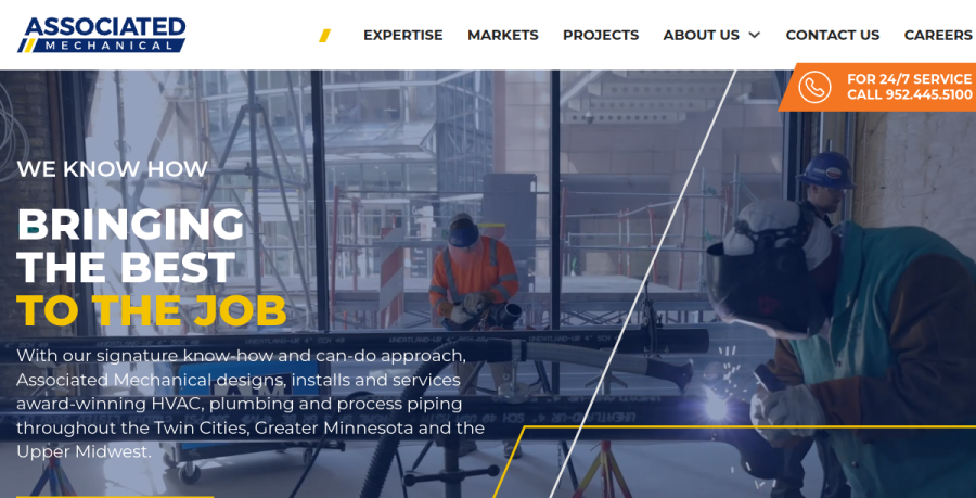 Screenshot of Associated Mechanical Contractors, Inc. website