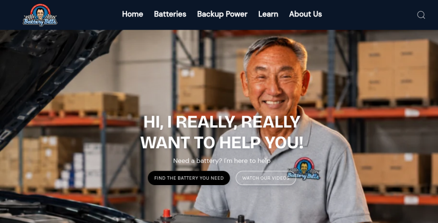 Screenshot of Battery Bill's website