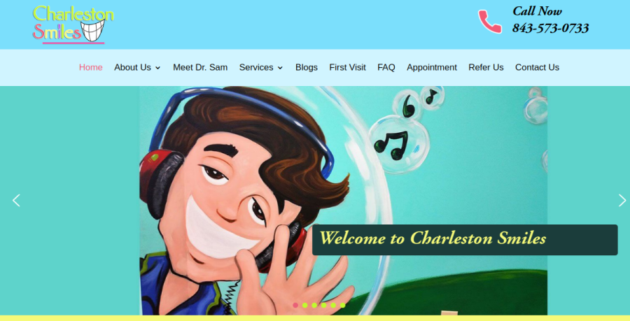 Screenshot of Charleston Smiles website
