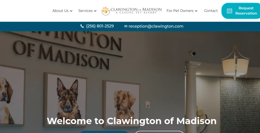Screenshot of Clawington of Madison website