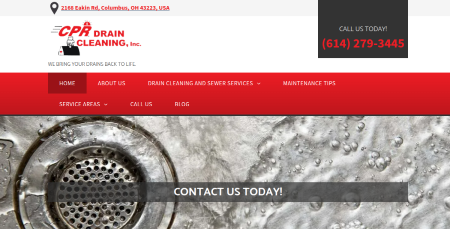 Screenshot of CPR Drain Cleaning website