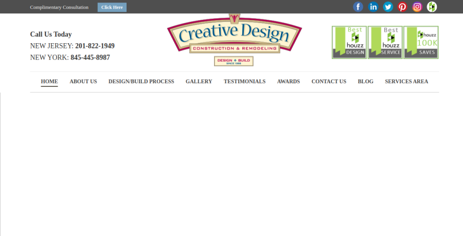 Screenshot of Creative Design Construction & Remodeling, Inc. website