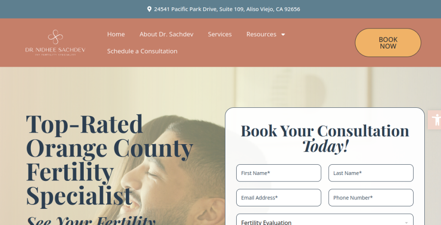 Screenshot of Nidhee Sachdev, MD website