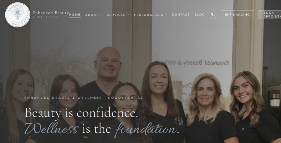 Screenshot of Enhanced Beauty & Wellness website