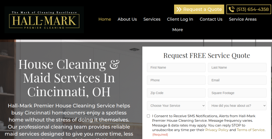 Screenshot of Hall-Mark Premier House Cleaning Service website