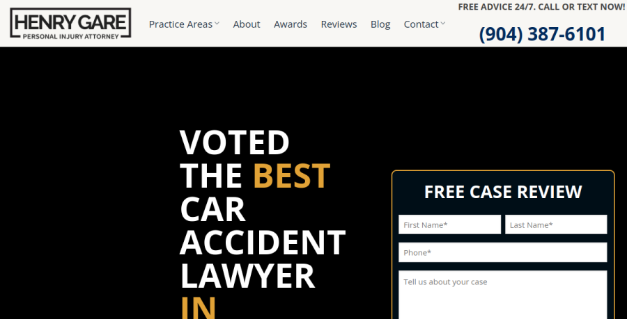 Screenshot of Henry Gare Personal Injury Attorney website