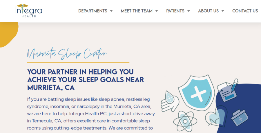 Screenshot of Integra Health PC website