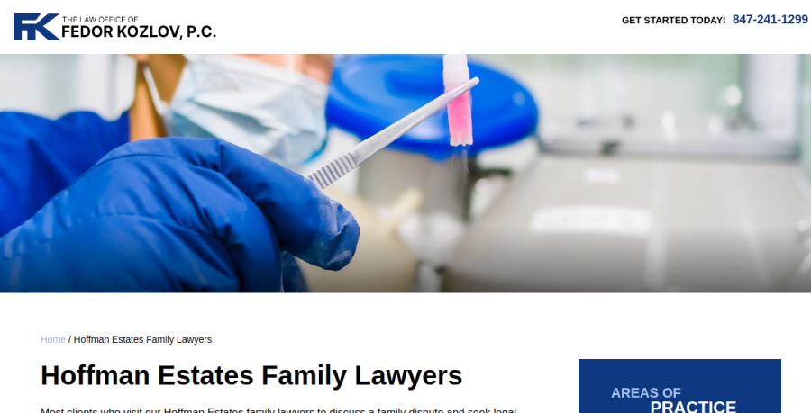 Screenshot of Law Offices of Fedor Kozlov P.C. website