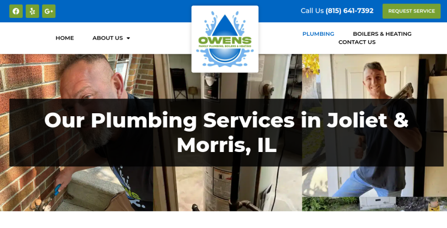 Screenshot of Owens Family Plumbing, Boilers & Heating website