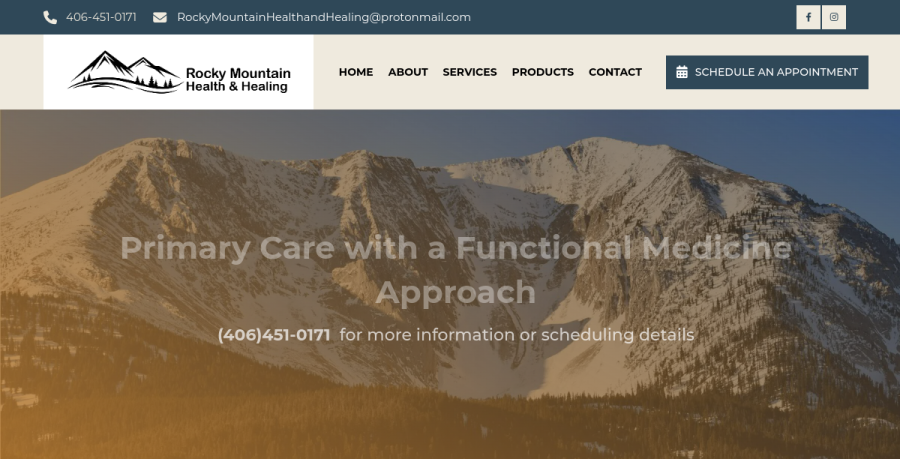 Screenshot of Rocky Mountain Health and Healing website