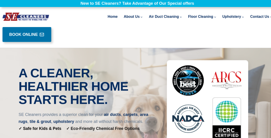 Screenshot of SE Cleaners LLC website