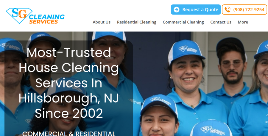Screenshot of S&G Cleaning Services website