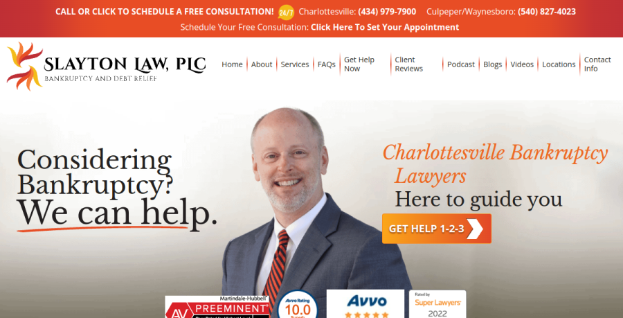 Screenshot of Slayton Law, PLC website