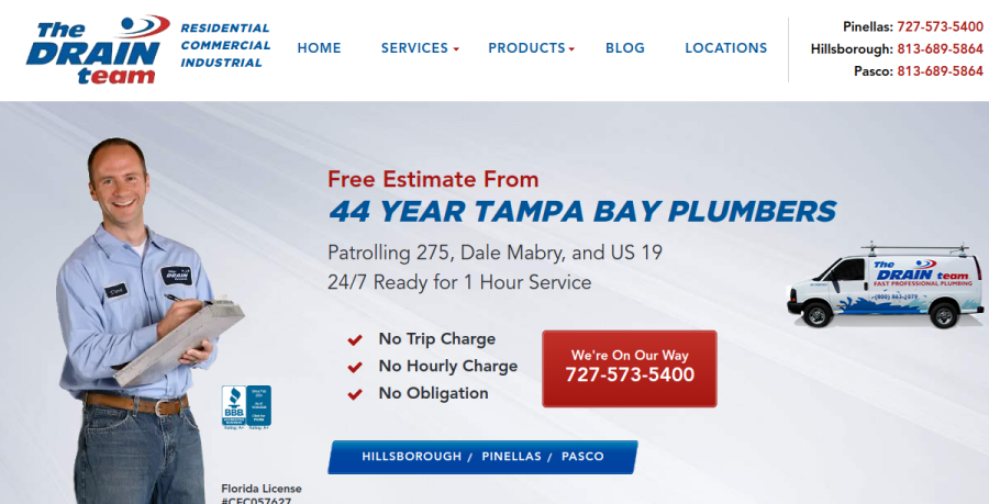 Screenshot of The Drain Team website