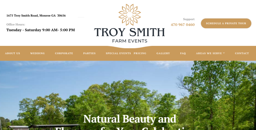 Screenshot of Troy Smith Farm Events website