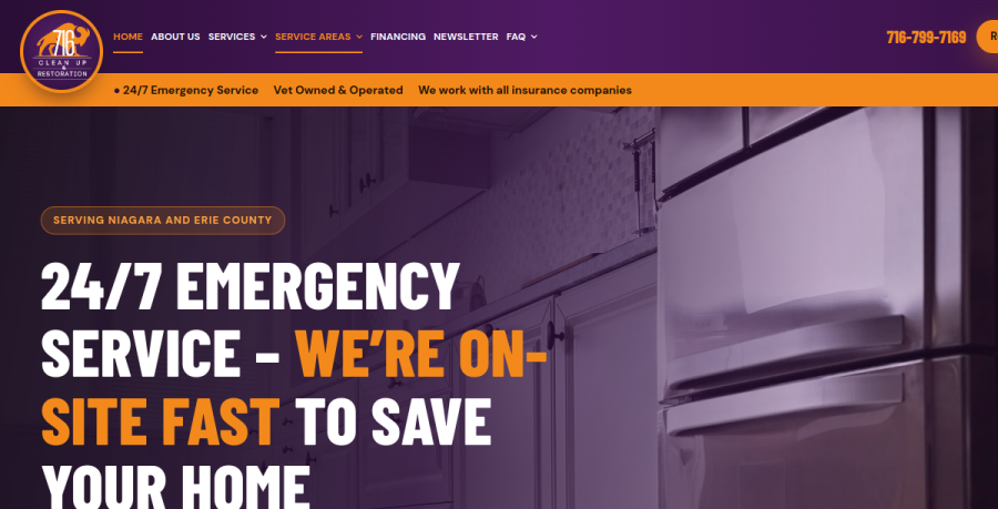 Screenshot of 716 Clean Up & Restoration website