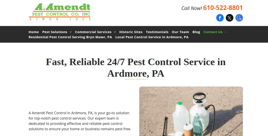 Screenshot of A Amendt Pest Control website
