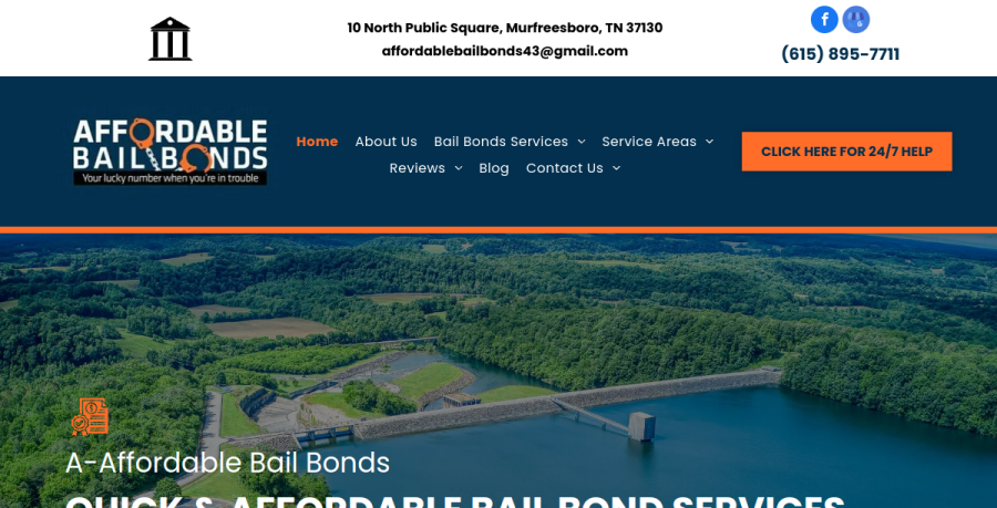 Screenshot of Affordable Bail Bonds website