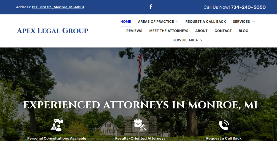 Screenshot of Apex Legal Group, PLLC website