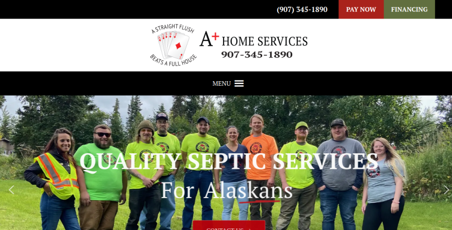Screenshot of A+ Home Services website