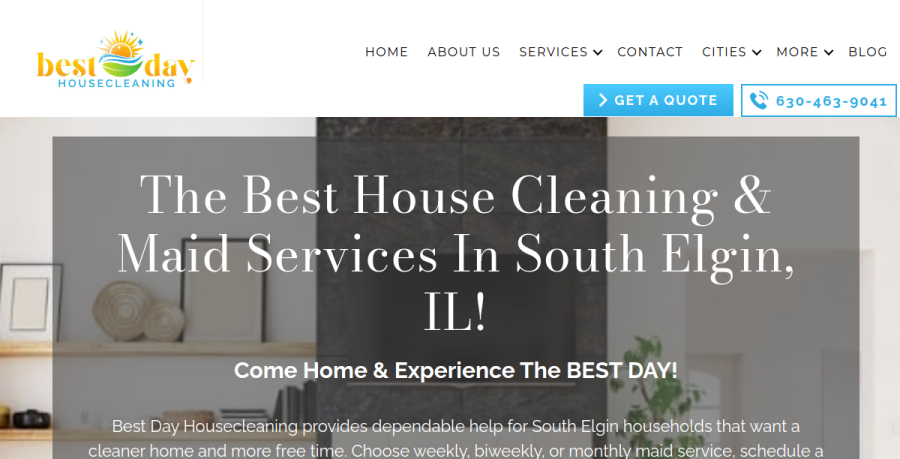 Screenshot of Best Day Housecleaning website