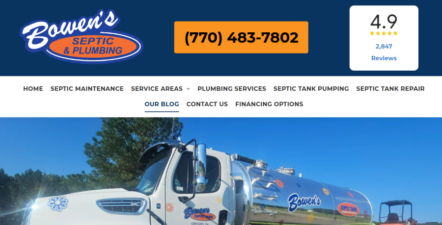 Screenshot of Bowen's Septic Tank website