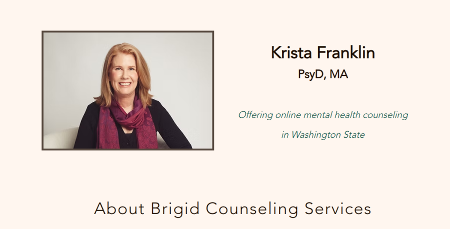 Screenshot of Brigid Counseling Services website