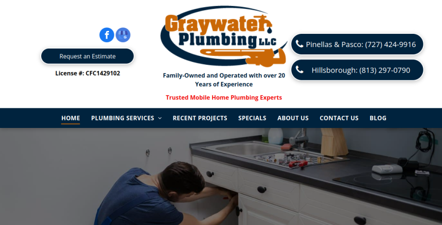 Screenshot of Graywater Plumbing LLC website