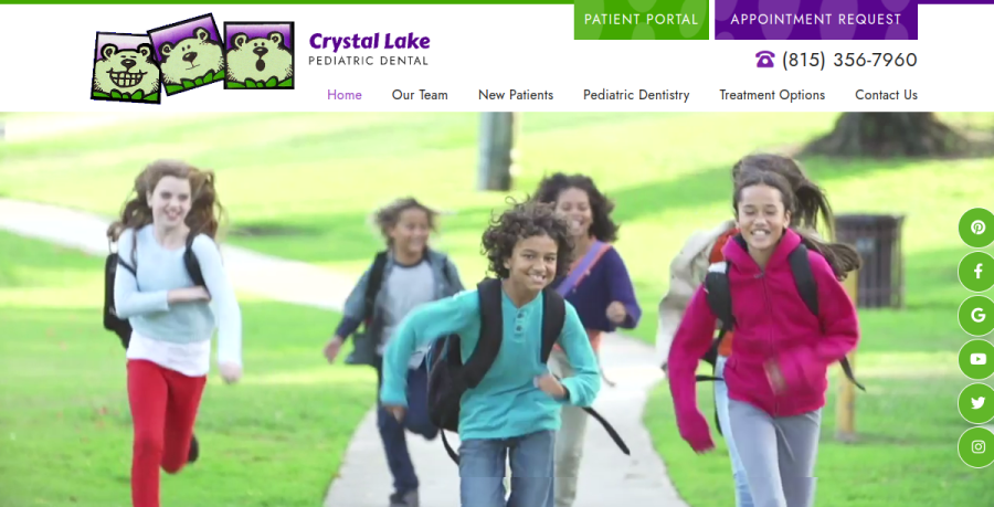 Screenshot of Crystal Lake Pediatric Dental website