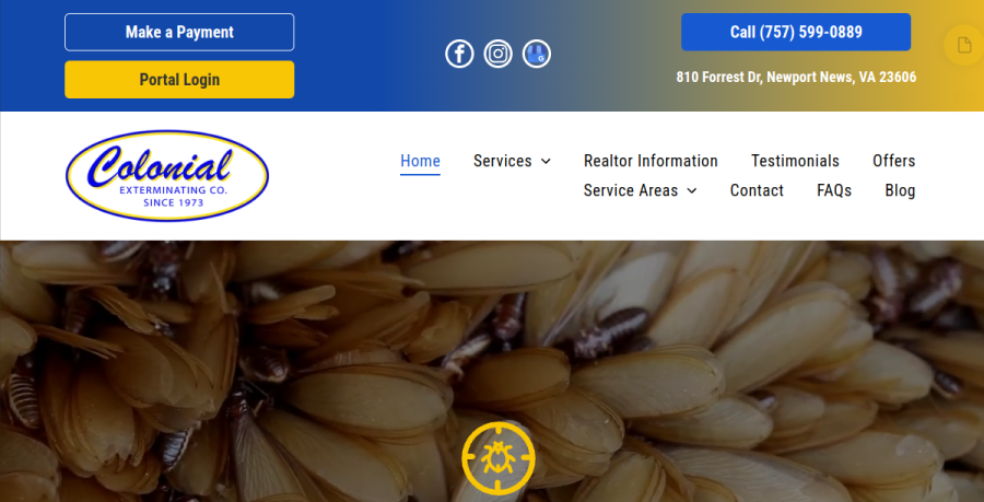 Screenshot of Colonial Exterminating Co Inc website