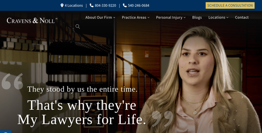 Screenshot of Cravens & Noll PC website