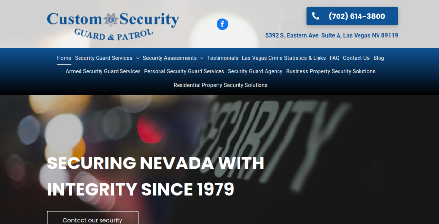 Screenshot of Custom Security Guard & Patrol LLC website