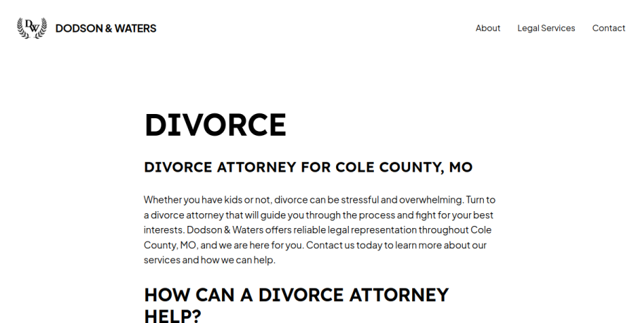 Screenshot of Dodson & Waters Law Offices website