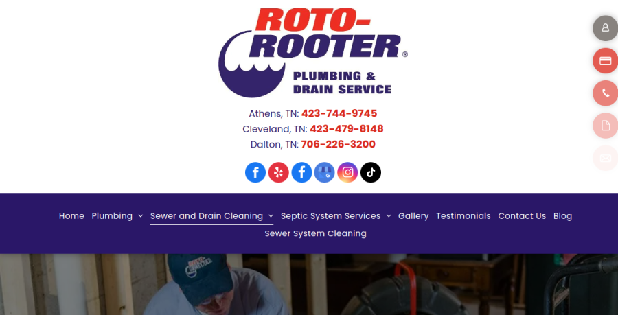 Screenshot of Roto Rooter Sewer & Drain Service website