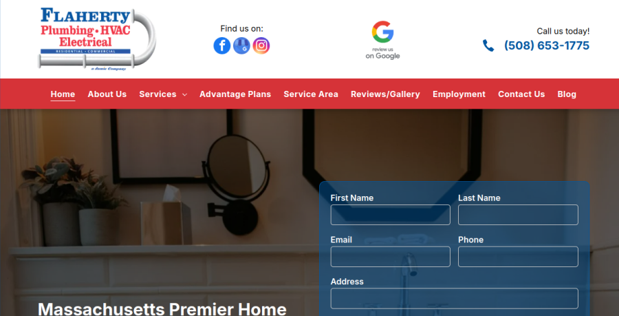 Screenshot of Flaherty Plumbing & HVAC website