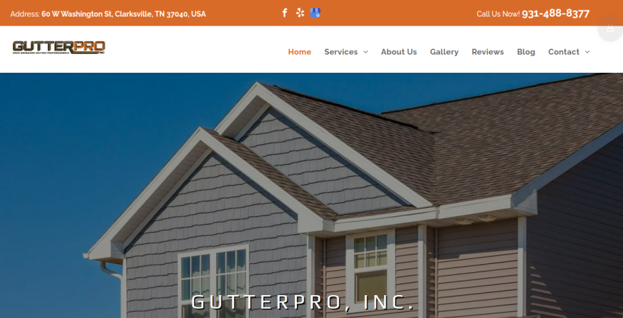 Screenshot of GutterPRO Inc. website