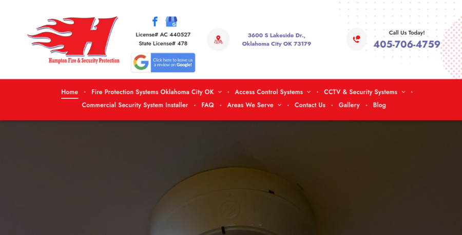 Screenshot of Hampton Fire & Security Protection LLC website