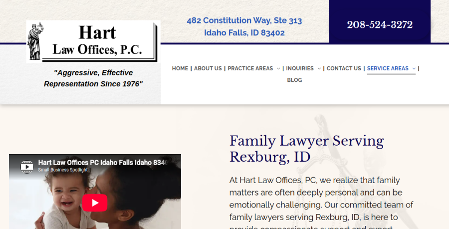 Screenshot of Hart Law Offices, PC website