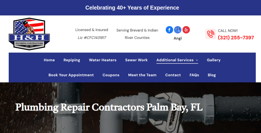 Screenshot of H&H Plumbing website