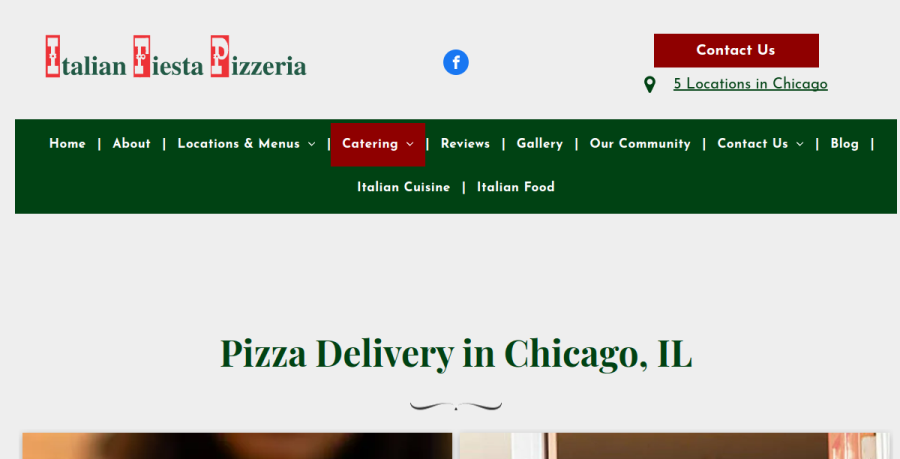 Screenshot of Italian Fiesta Pizzeria website
