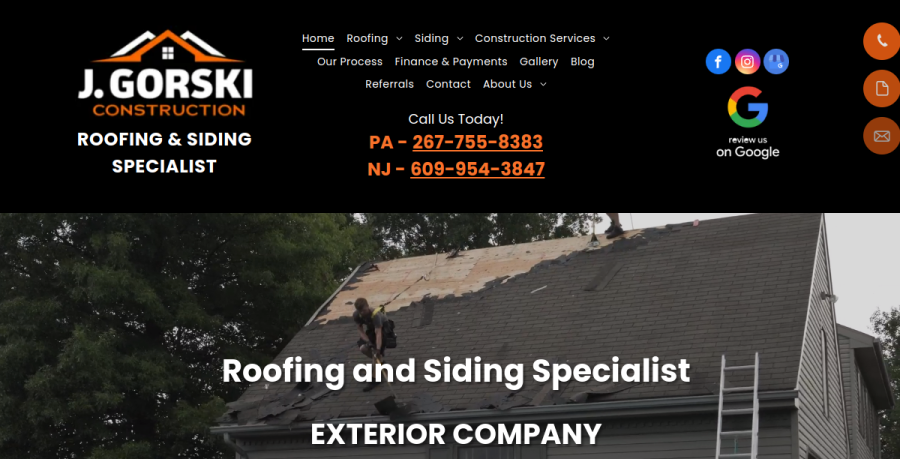 Screenshot of J. Gorski Construction website