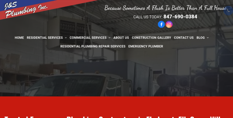Screenshot of J & S Plumbing Inc website